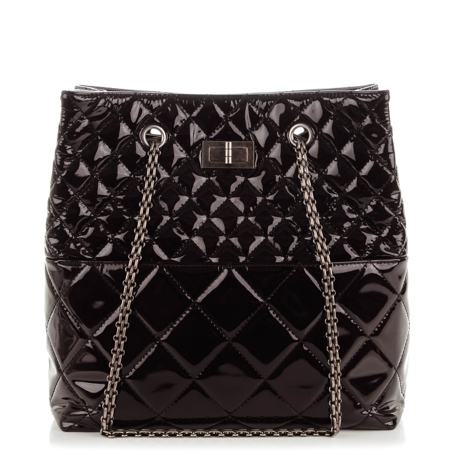 Chanel Patent Quilted Small Reissue 2.55 Tote Dark Burgundy 1 of 7