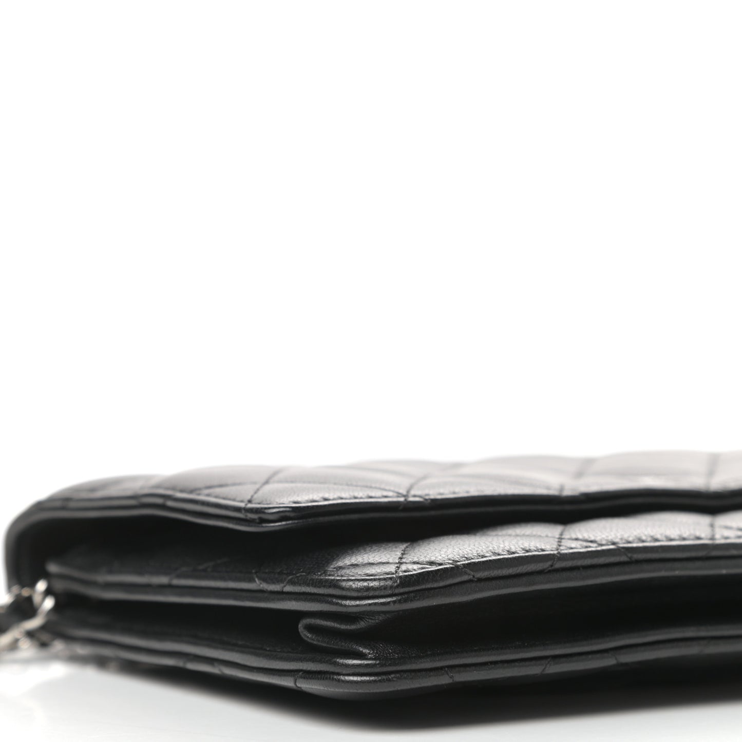 Lambskin Quilted Wallet On Chain WOC Black