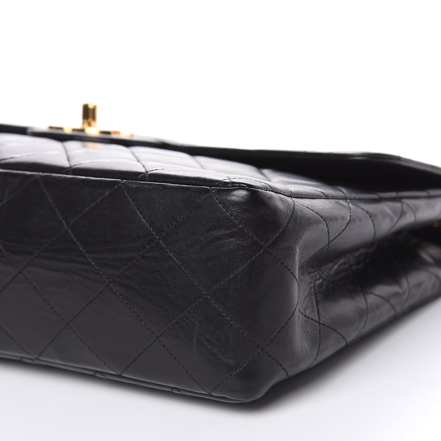 Lambskin Quilted Jumbo Single Flap Black