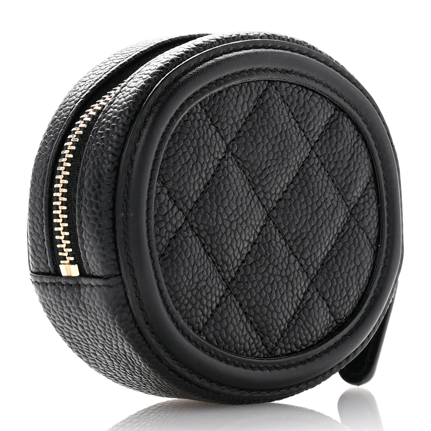 Caviar Quilted Filigree Zip Around Classic Coin Purse Black