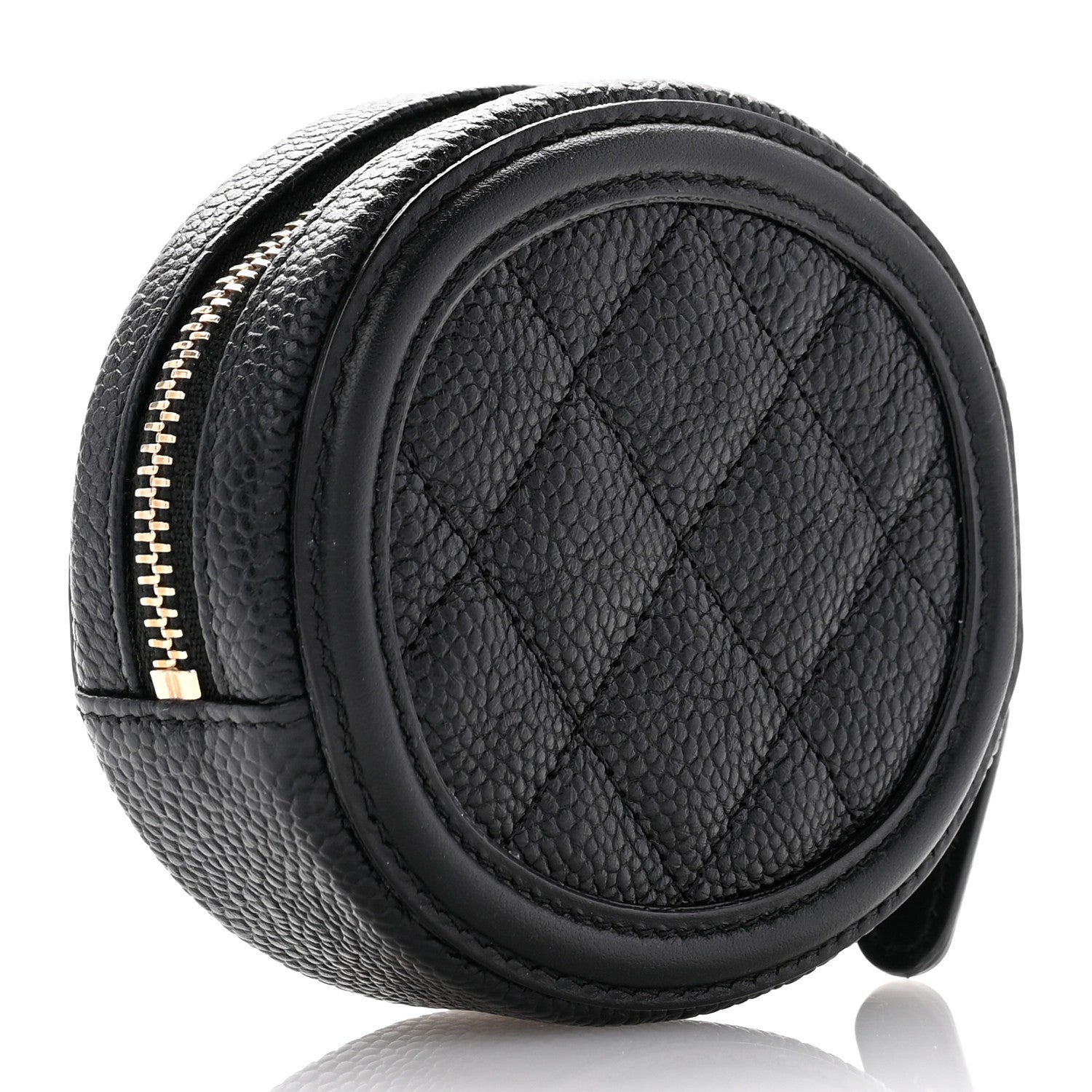 Chanel Caviar Quilted Filigree Zip Around Classic Coin Purse Black 3 of 7