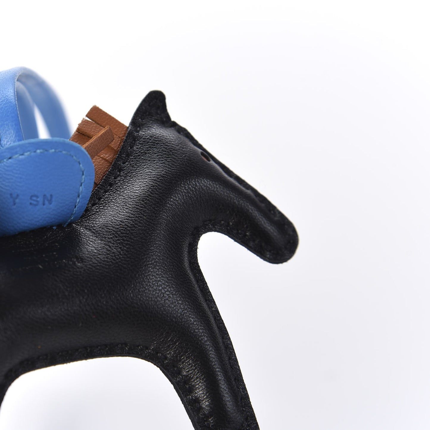 Milo Lambskin Grigri Rodeo Horse Bag Charm PM Black Gold Bleu Zanzibar