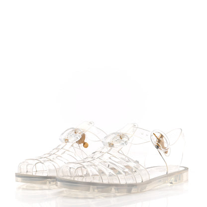 Gucci Shiny Rubber Double G Buckle Strap Sandals 36 Transparent 4 of 10