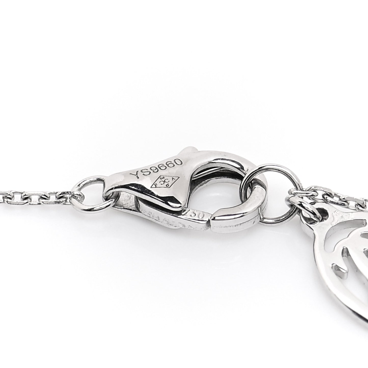 18K White Gold Diamond Symbols Cross Pendant Necklace
