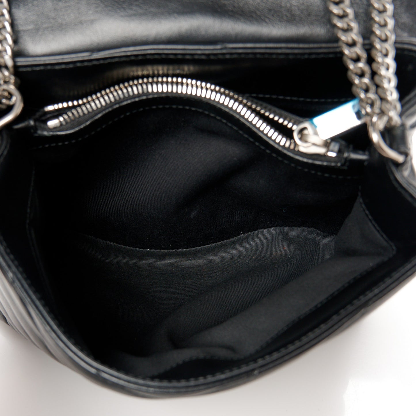 Calfskin Y Quilted Monogram Small Loulou Chain Satchel Black