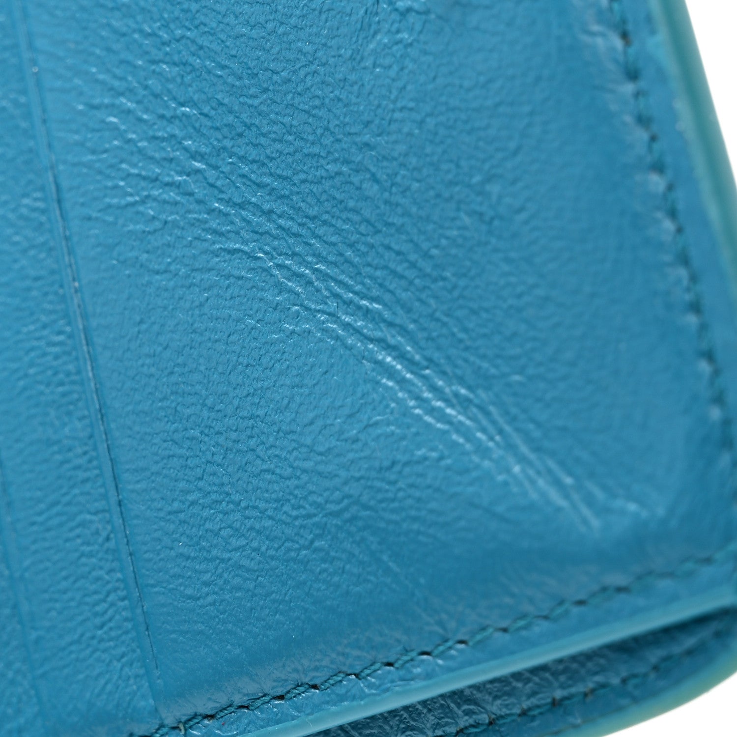 Balenciaga Shiny Calfskin Crocodile Embossed Cash Flap Coin Card Holder Blue 11 of 12
