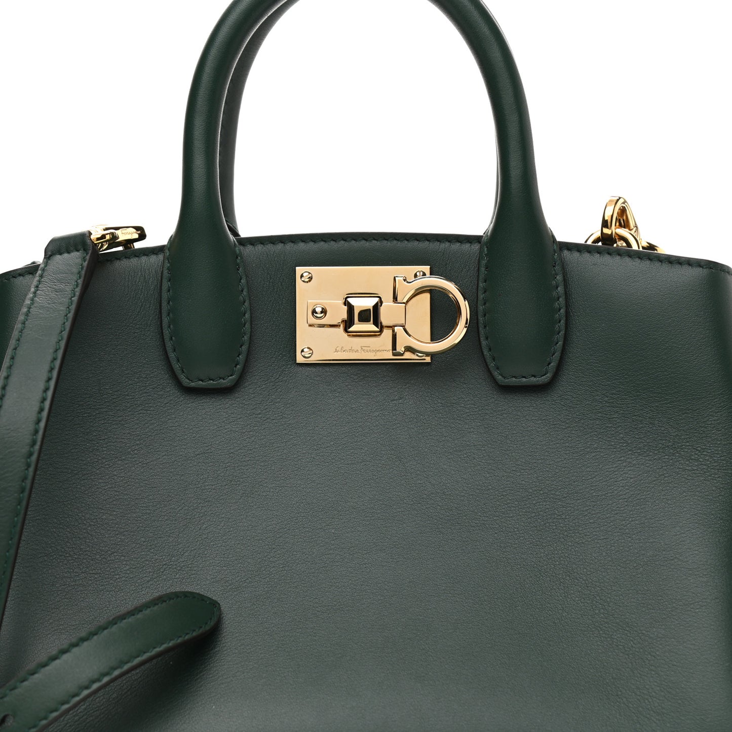 Calfskin Small Studio Box Bag Dark Green