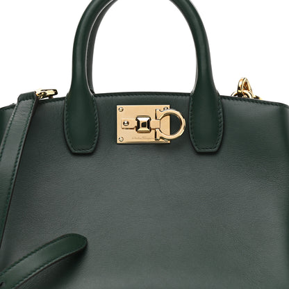 Salvatore Ferragamo Calfskin Small Studio Box Bag Dark Green 8 of 9