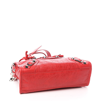 Balenciaga Agneau Classic Silver Hardware Mini City Logo Strap Rouge Cardinal Black 4 of 9