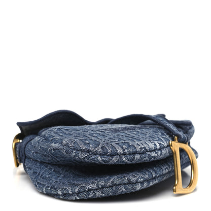 Christian Dior Oblique Embroidered Saddle Bag Denim Blue 4 of 12