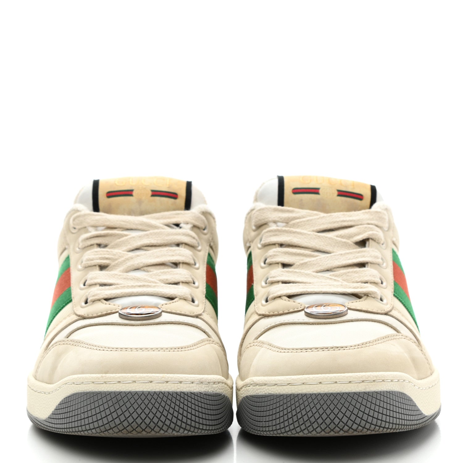 Gucci Nylon Nubuck Web Womens Screener Sneakers 35 Mystic White Dusty Milk 2 of 9