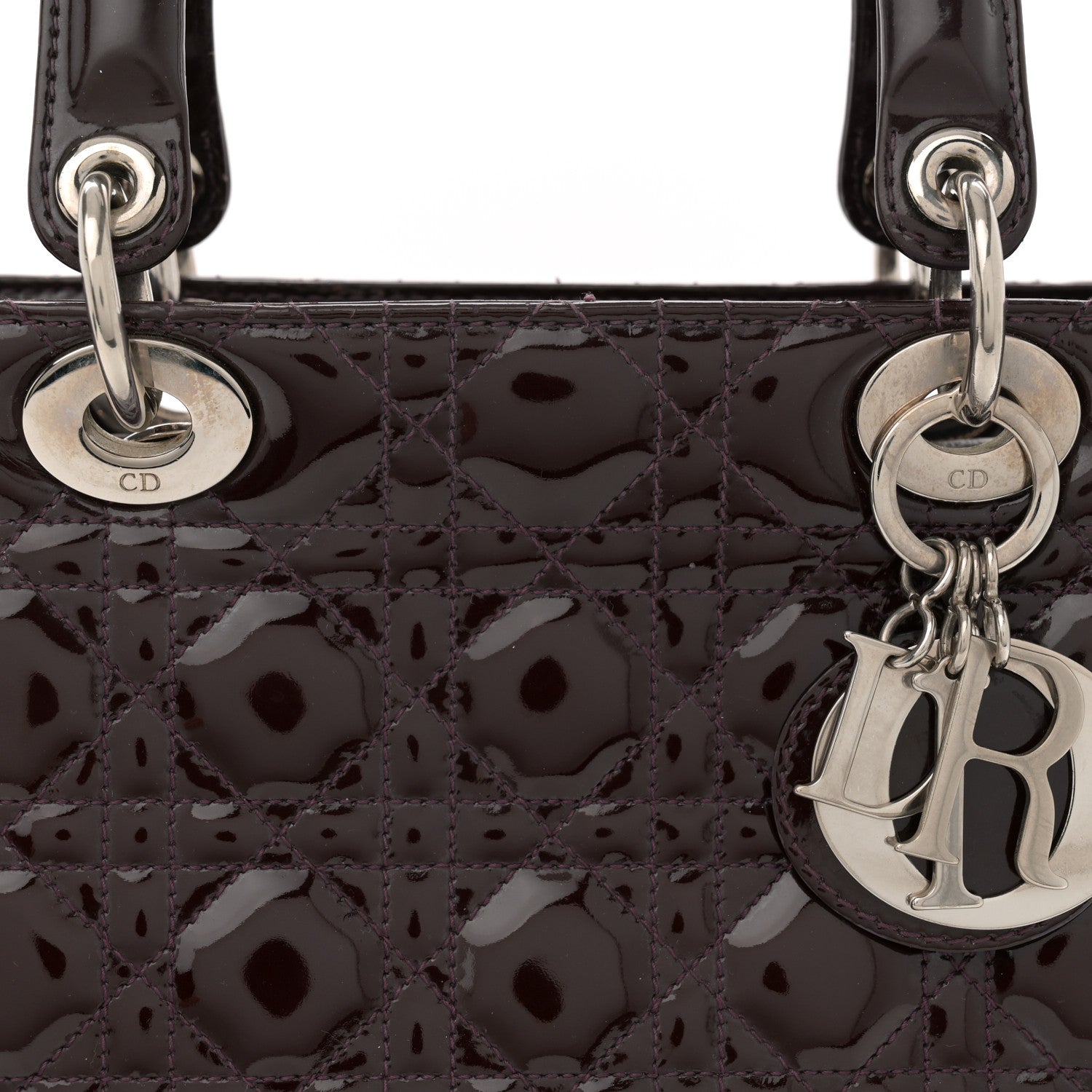 Christian Dior Patent Cannage Medium Lady Dior Burgundy Red 8 of 10