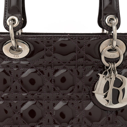 Christian Dior Patent Cannage Medium Lady Dior Burgundy Red 8 of 10