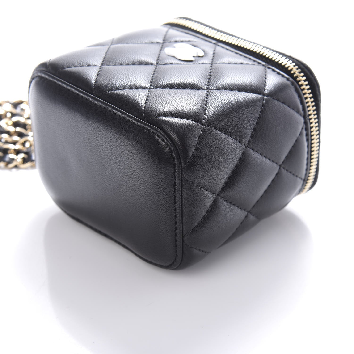 Chanel Lambskin Quilted Mini Vanity Case With Chain Black 9 of 10