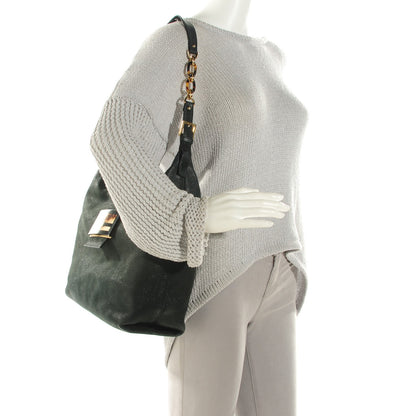Fendi Vitello Savana Forever Hobo Black Tartaruga Natural 2 of 10