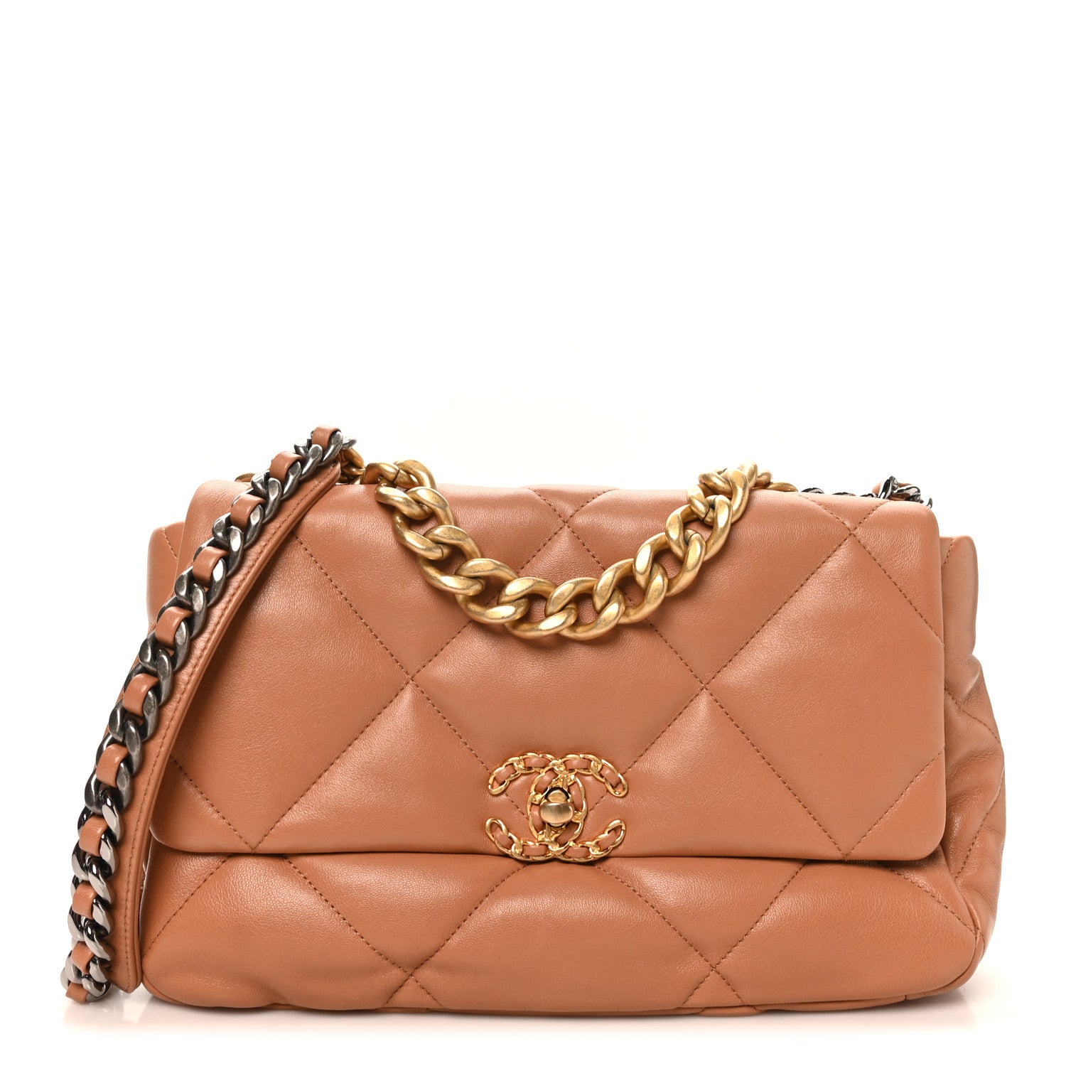Chanel Lambskin Quilted Large Chanel 19 Flap Brown 1 of 10