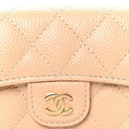 Chanel Caviar Quilted Flap Card Holder Wallet Beige 8 of 8