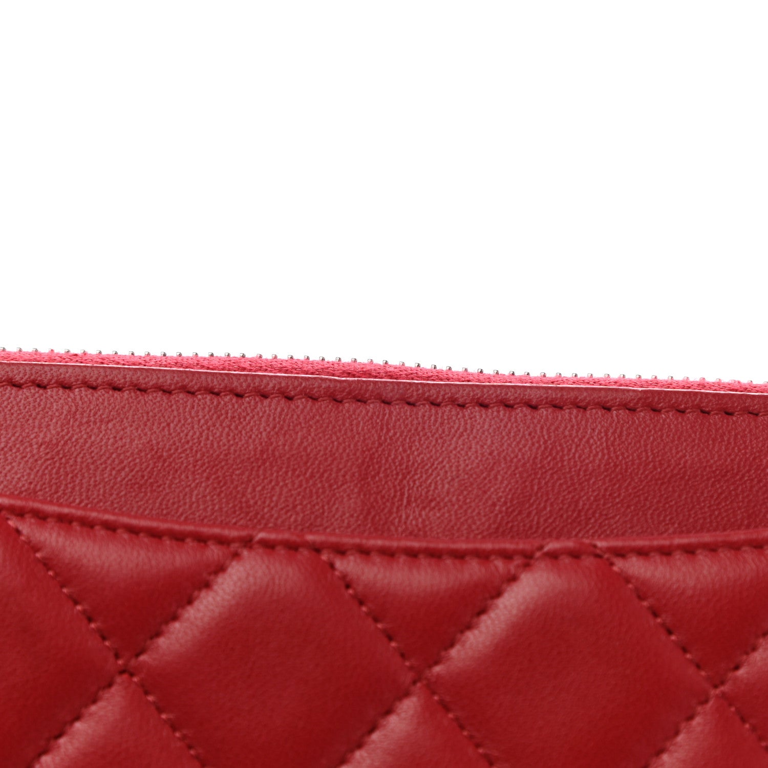 Chanel Lambskin Quilted Large Gusset Zip Around Wallet Red 10 of 11