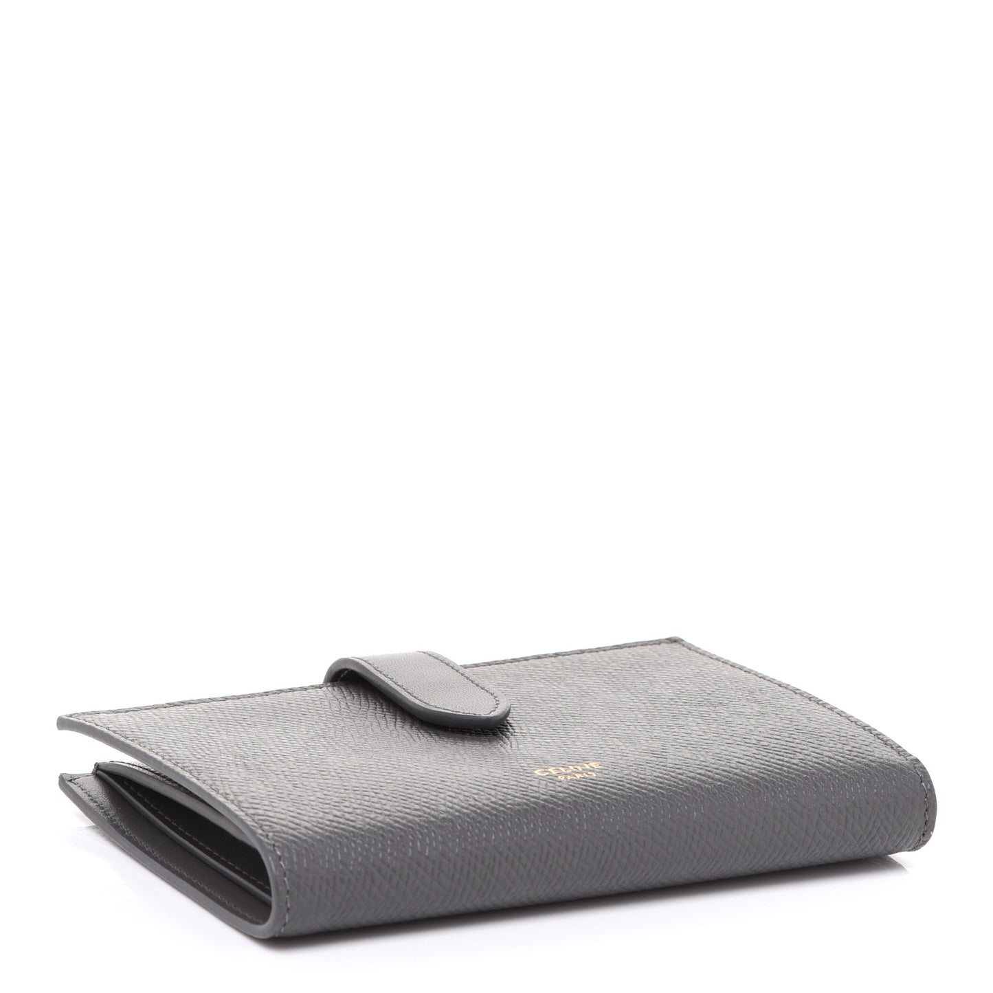 Grained Calfskin Medium Multifunction Strap Wallet Grey