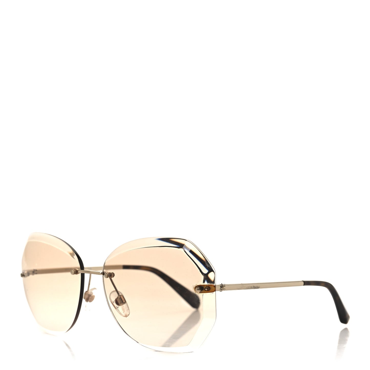 Metal Spring Round Sunglasses 4220 Gold Brown