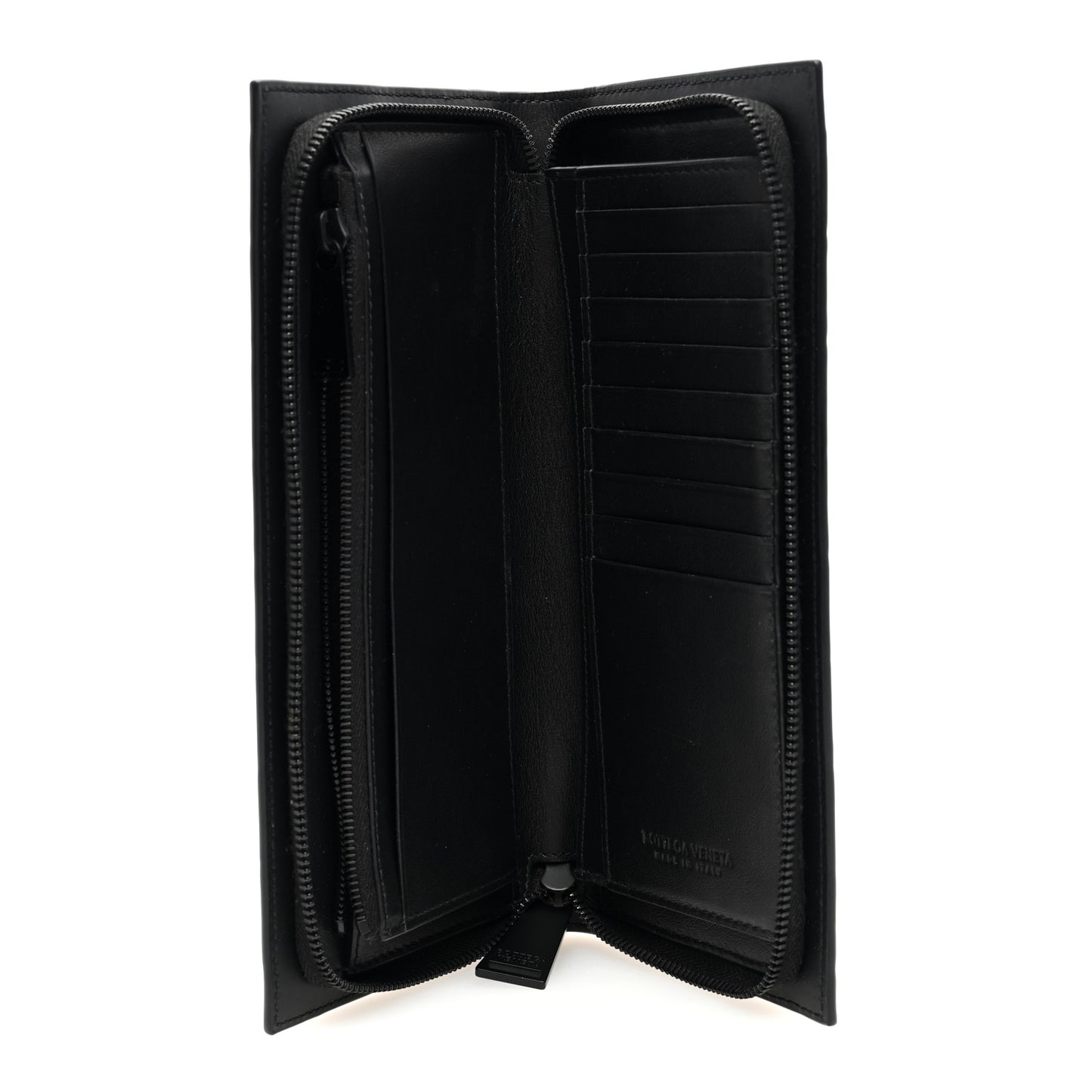Nappa Intrecciato Zip Wallet Black