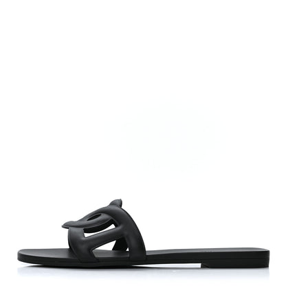 Hermes Rubber Aloha Sandals 38 Black 1 of 9