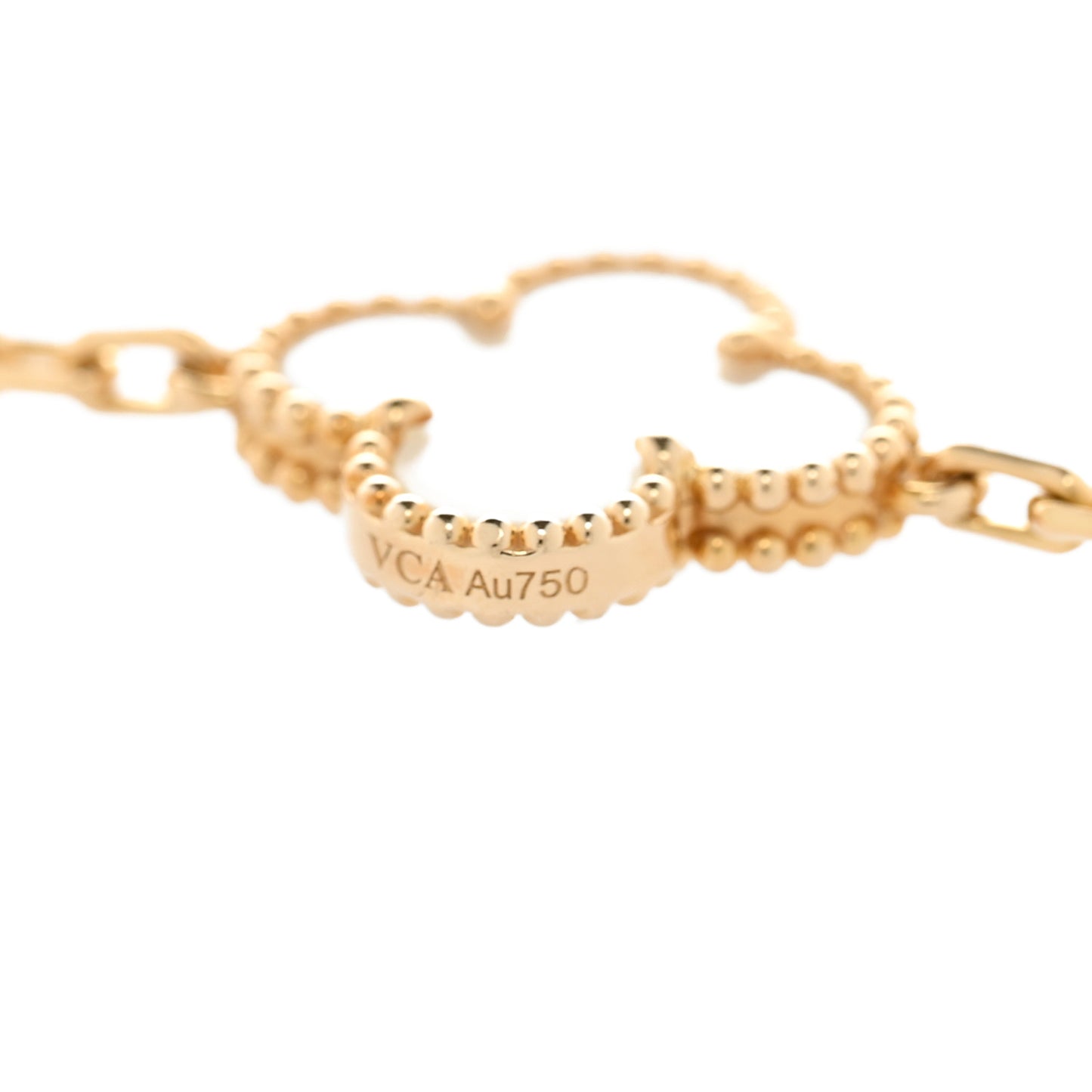 18K Yellow Gold Mother of Pearl 10 Motifs Vintage Alhambra Necklace