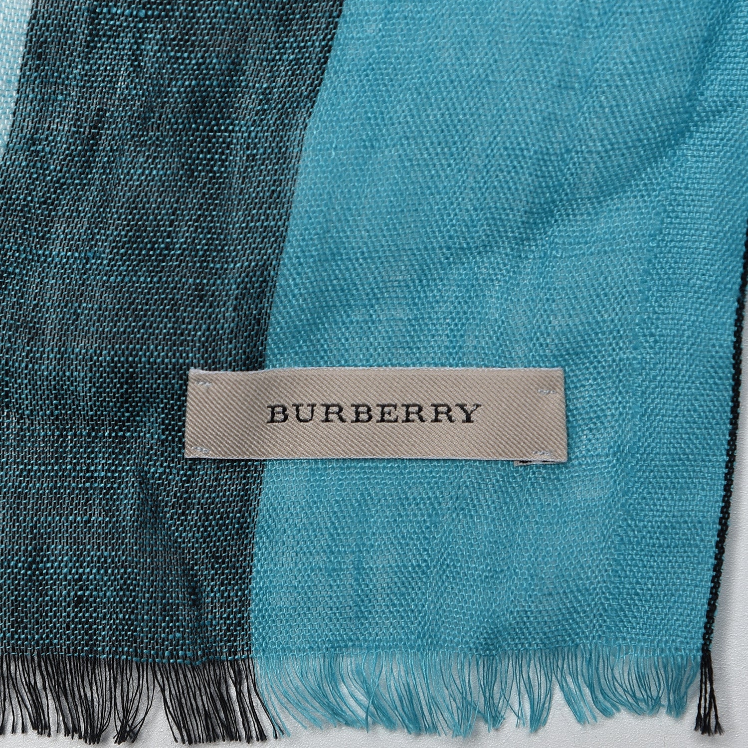 Burberry Linen Giant Exploded Check Scarf Cyan Green 5 of 6