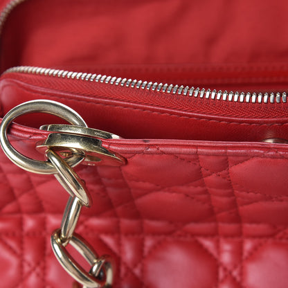 Christian Dior Lambskin Cannage Small Dior Soft Zipped Shopping Tote Red 12 of 20