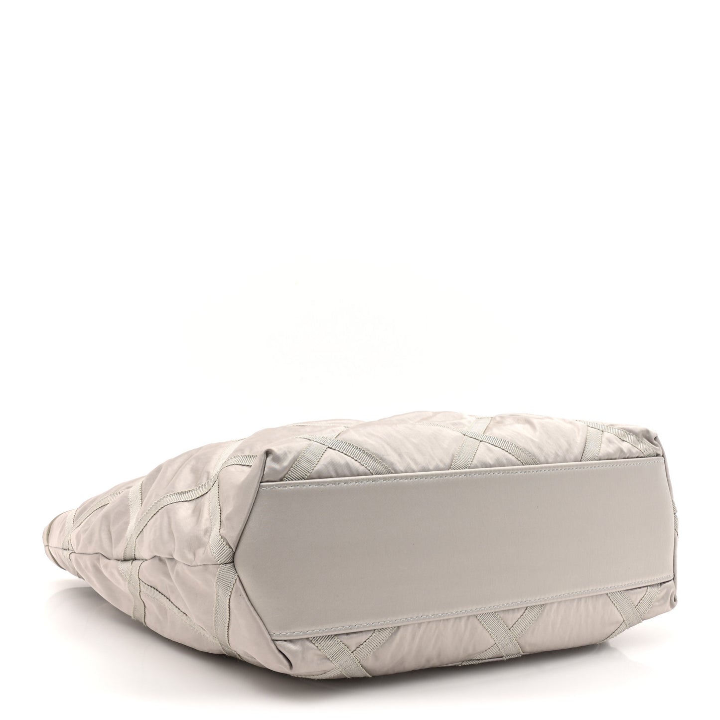 Nylon Grosgrain Quilted Lifestyle Shopping Bag Grey