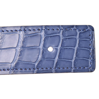 Hermes Matte Porosus Crocodile 32mm Philippine Belt 90 Bleu Brighton 7 of 9