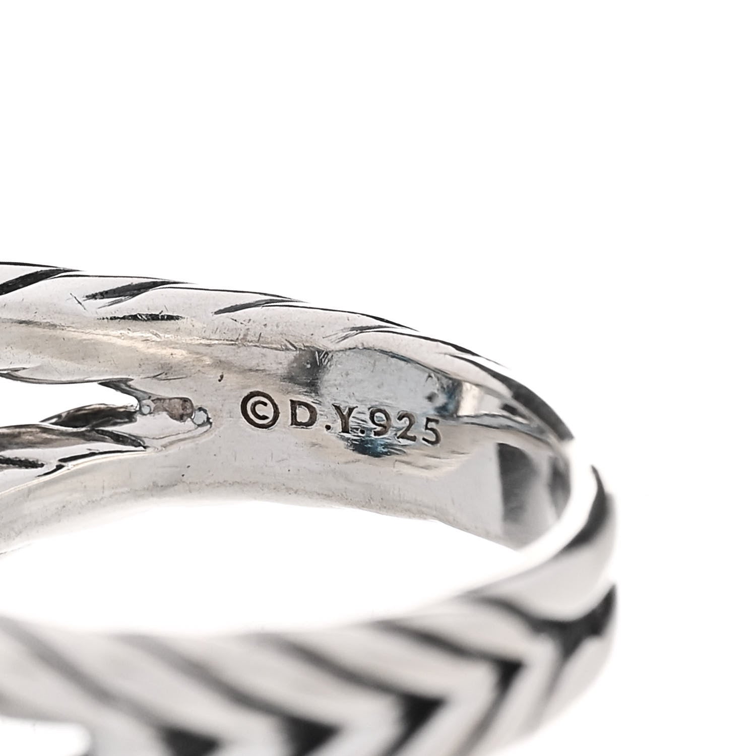 David Yurman Sterling Silver Diamond Blue Topaz 17mm Albion Ring 61 9.5 5 of 7