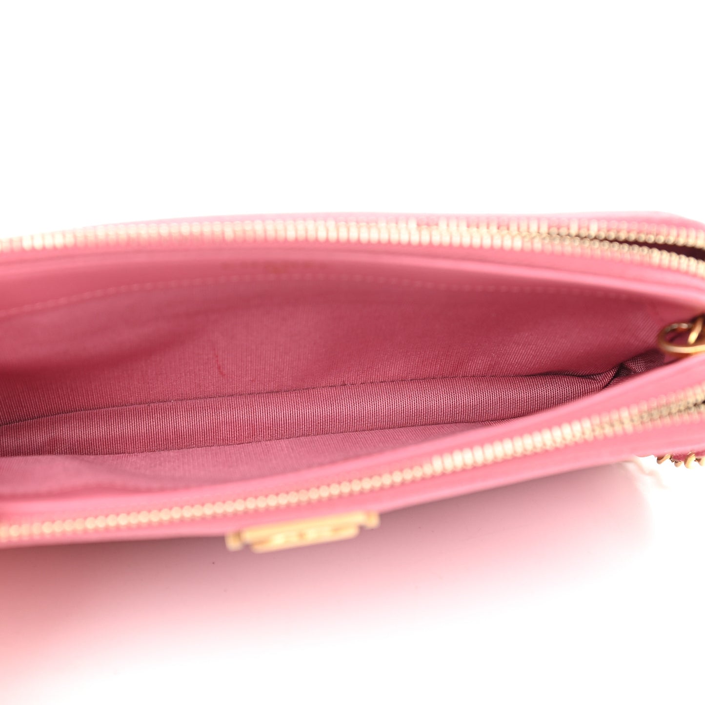 Caviar Chevron Small Boy Clutch With Chain Pink