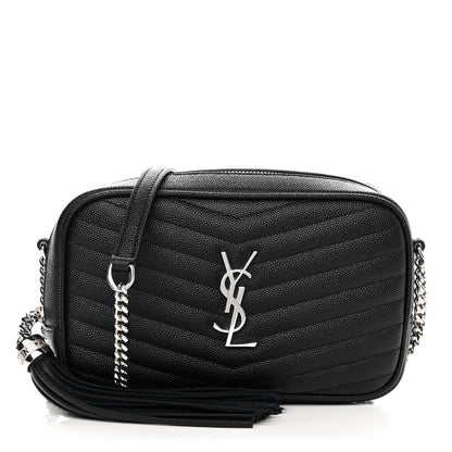 Saint Laurent Grain De Poudre Matelasse Monogram Mini Lou Camera Bag Black 1 of 9