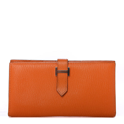 Hermes Chevre Mysore Bearn Gusset Wallet Orange 1 of 7
