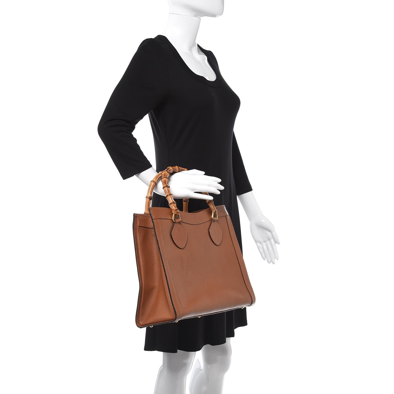 Gucci Calfskin Bamboo Top Handle Tote Brown 2 of 6