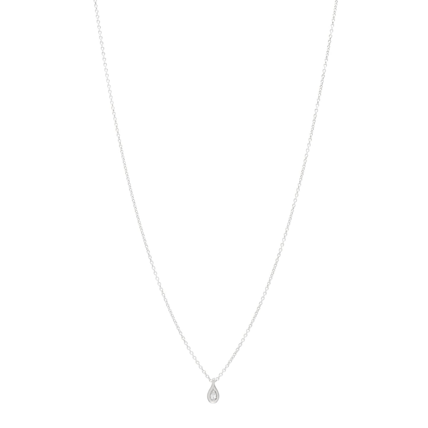 Sterling Silver Diamond .07ct Elsa Peretti Pear Shape Diamonds by the Yard Pear-Shaped Pendant Necklace