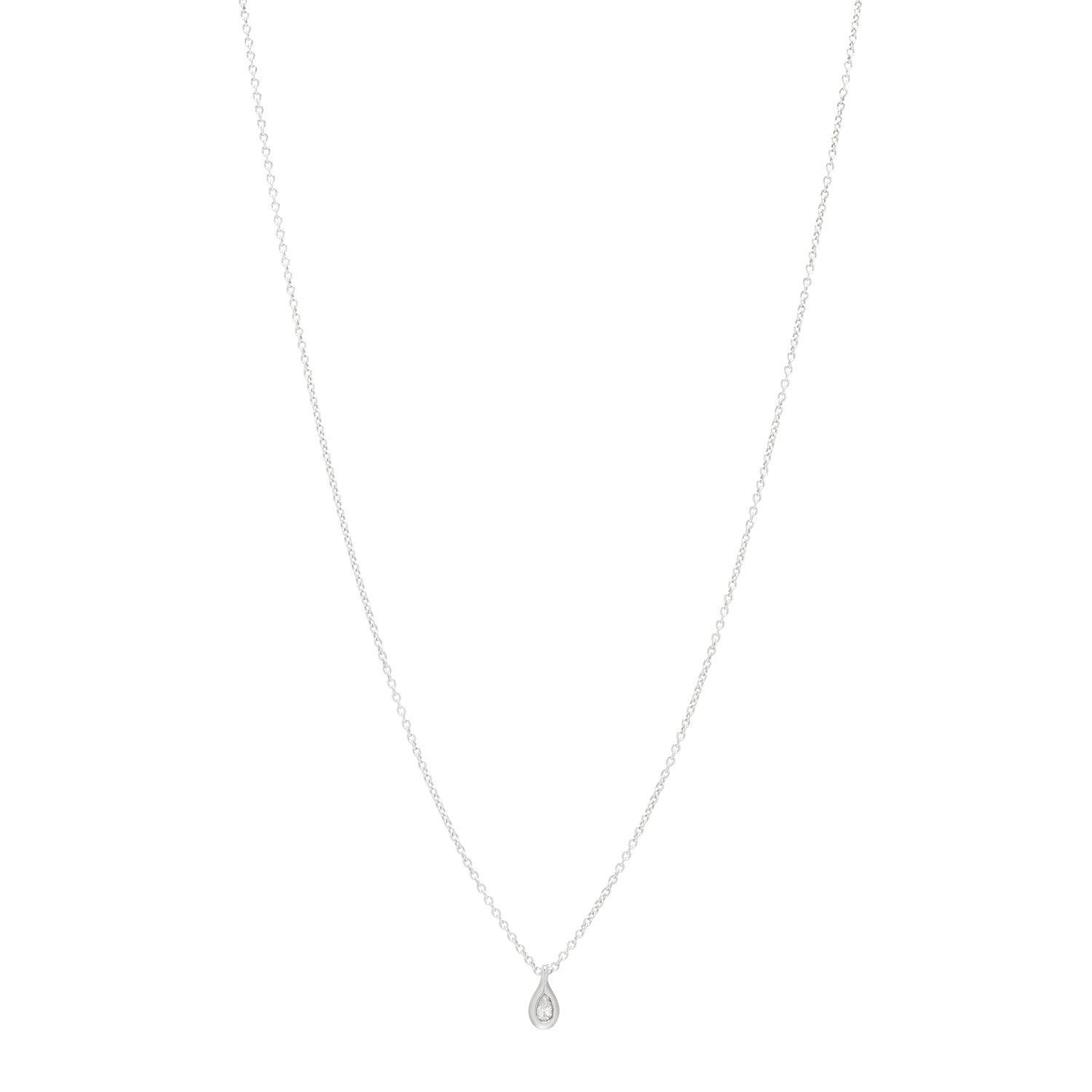 Tiffany Sterling Silver Diamond .07ct Elsa Peretti Pear Shape Diamonds by the Yard Pear-Shaped Pendant Necklace 1 of 4