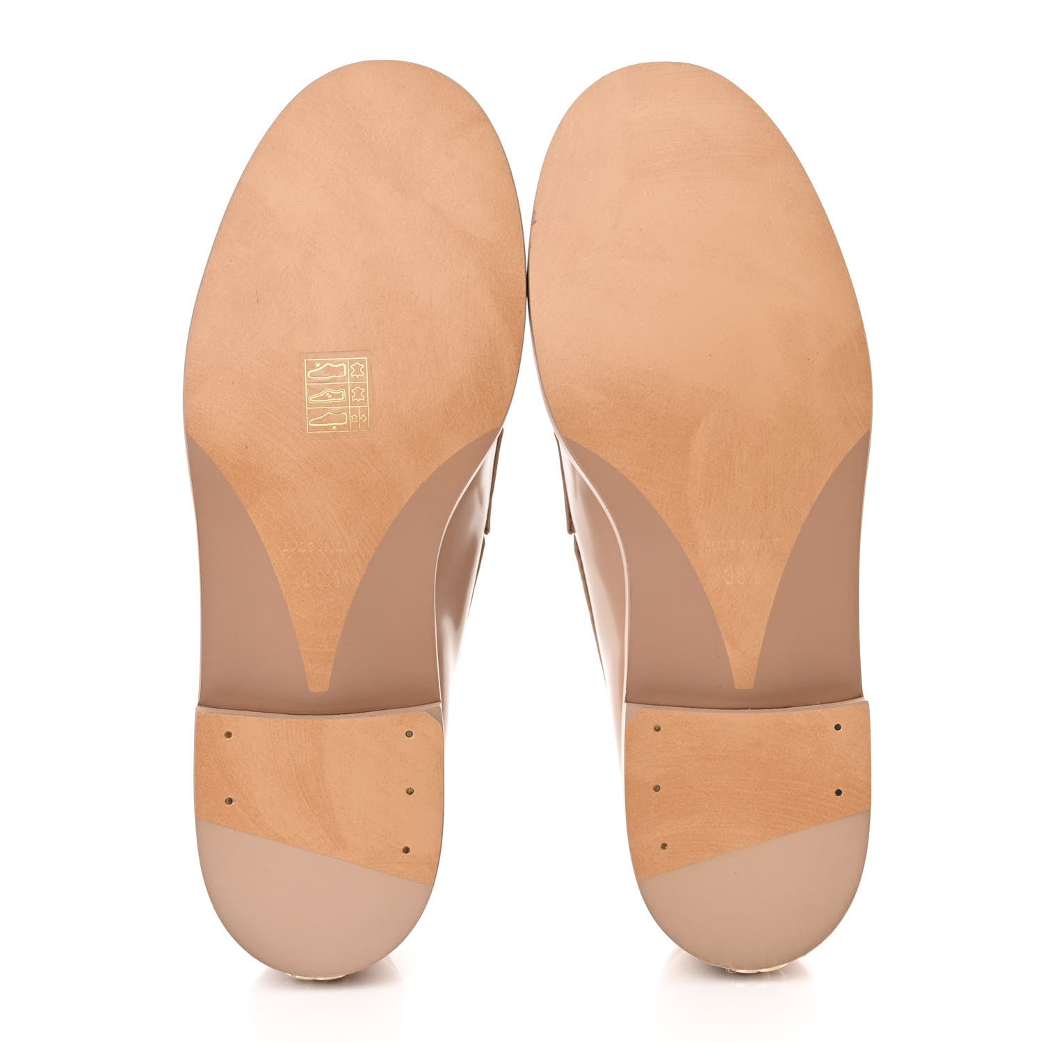 Chanel Shiny Calfskin Logo Loafers 38.5 Beige 5 of 10