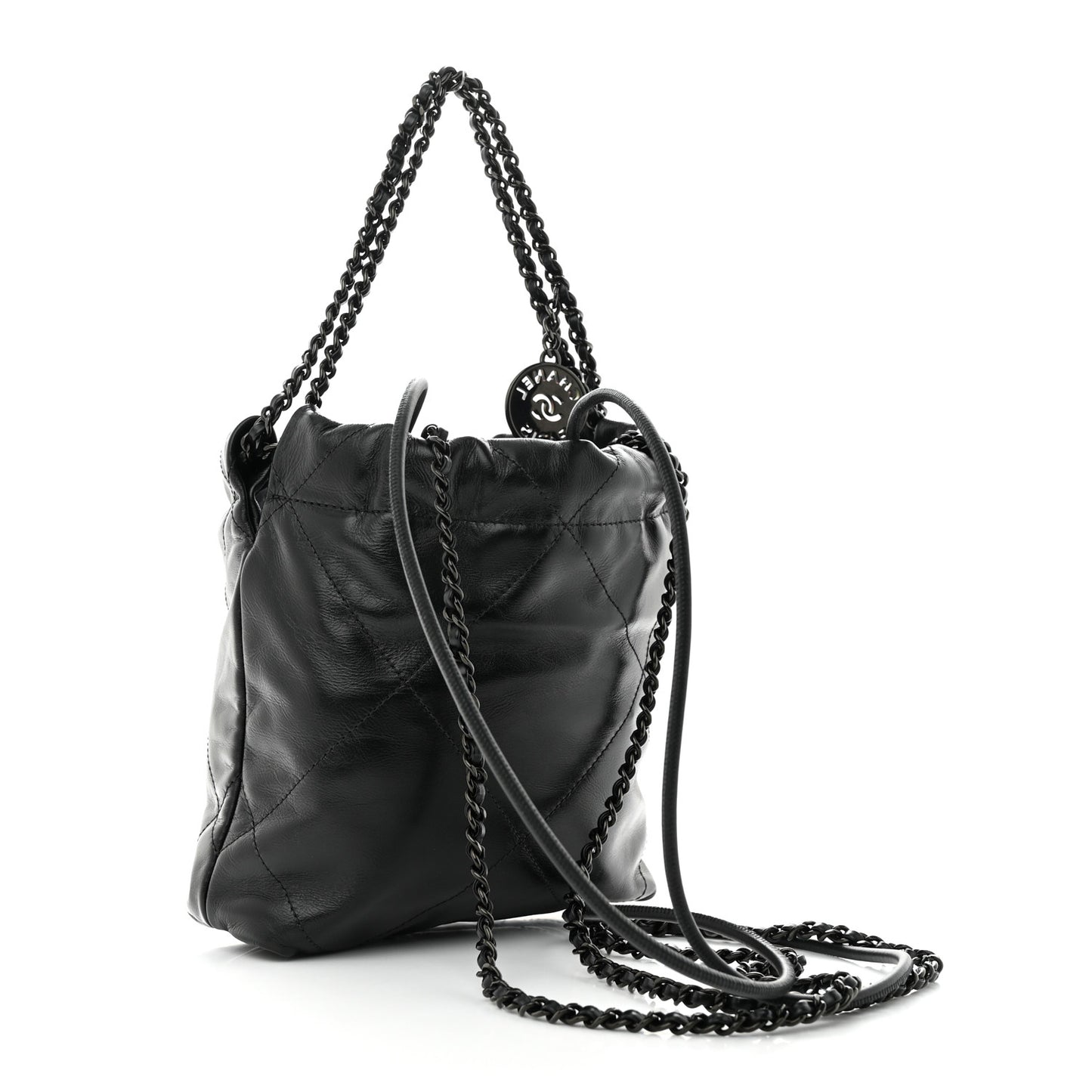Shiny Calfskin Quilted Mini Chanel 22 So Black