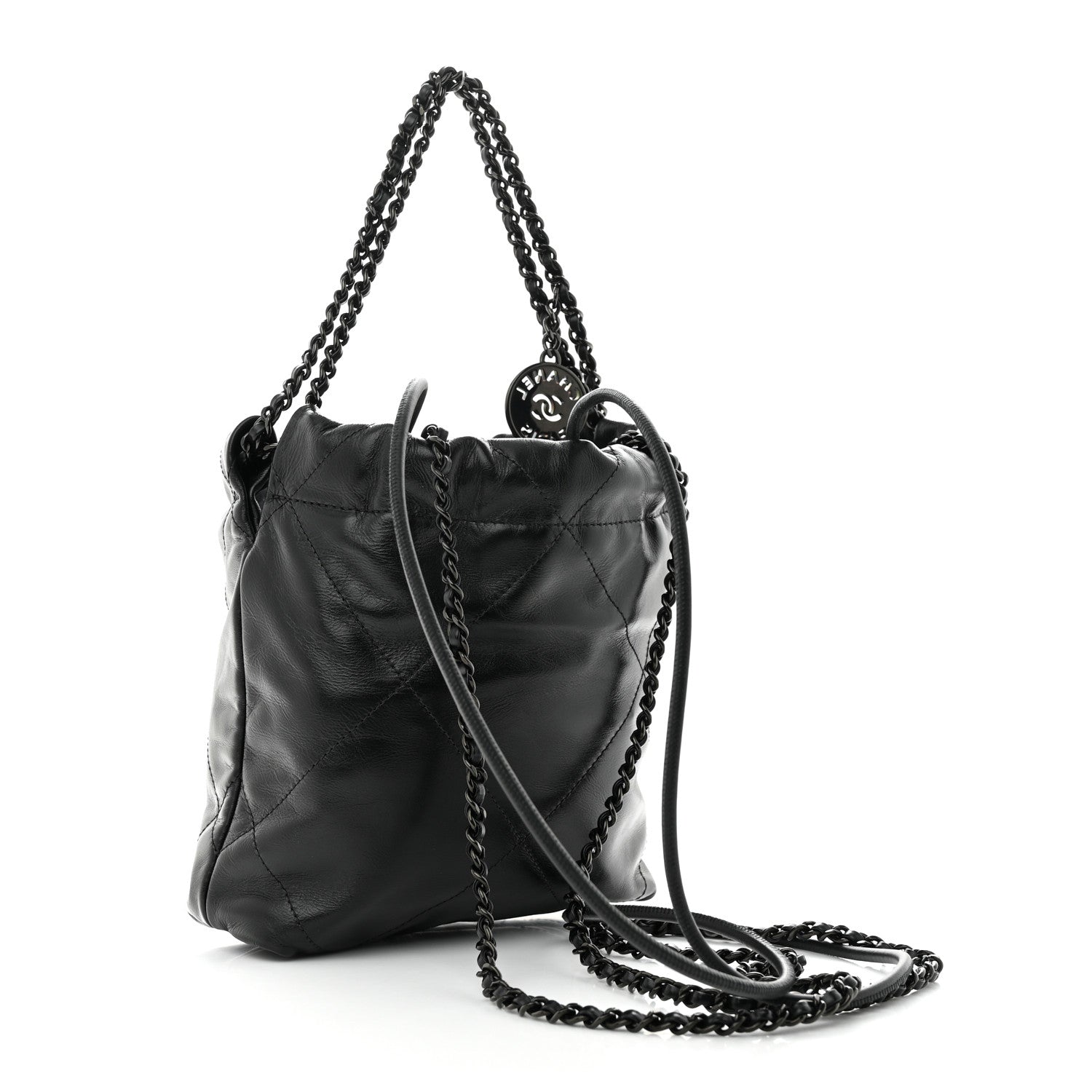 Chanel Shiny Calfskin Quilted Mini Chanel 22 So Black 2 of 10