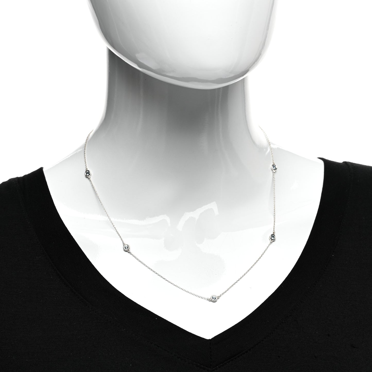 Sterling Silver Aquamarine Elsa Peretti Color By The Yard 5 Station Necklace