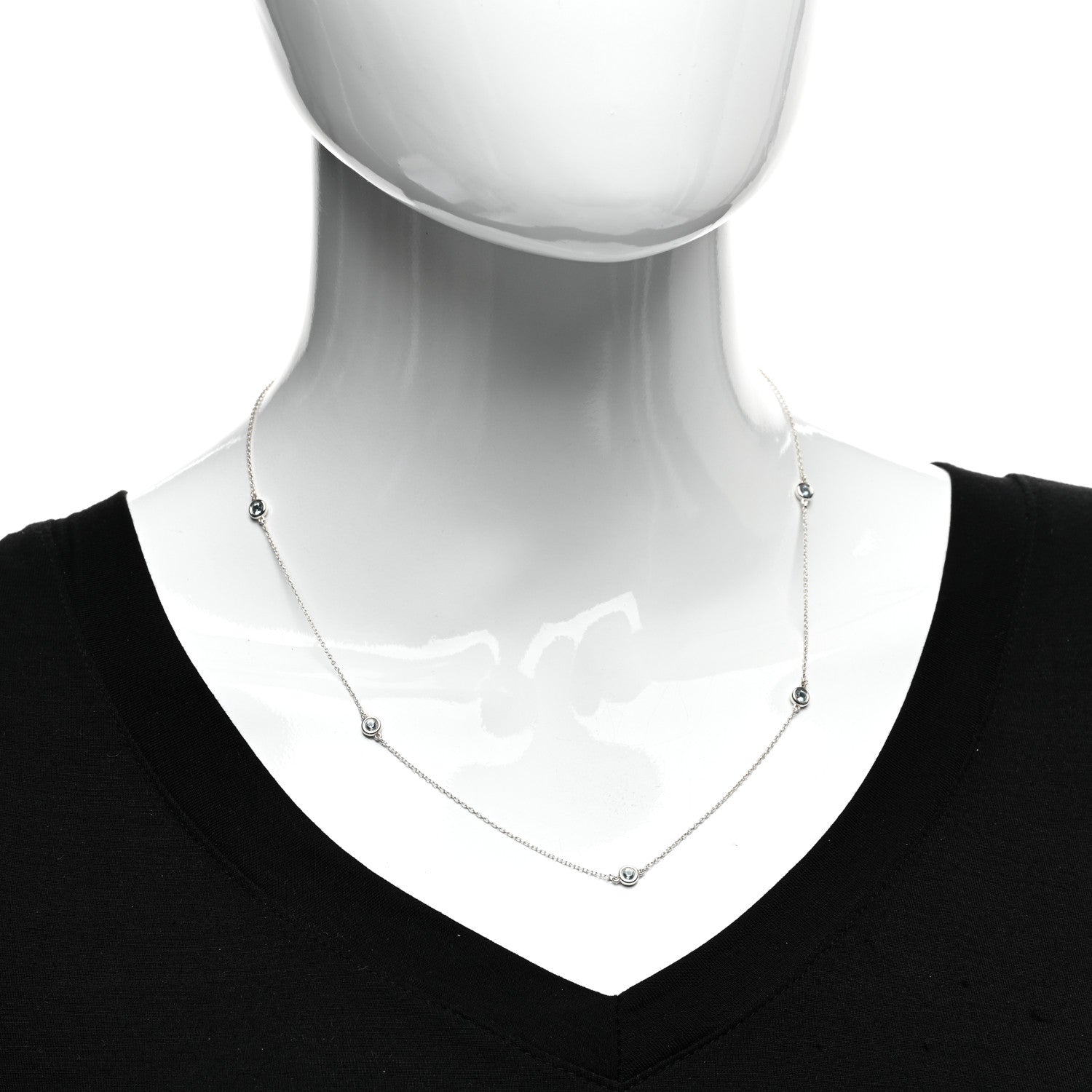 Tiffany Sterling Silver Aquamarine Elsa Peretti Color By The Yard 5 Station Necklace 2 of 4