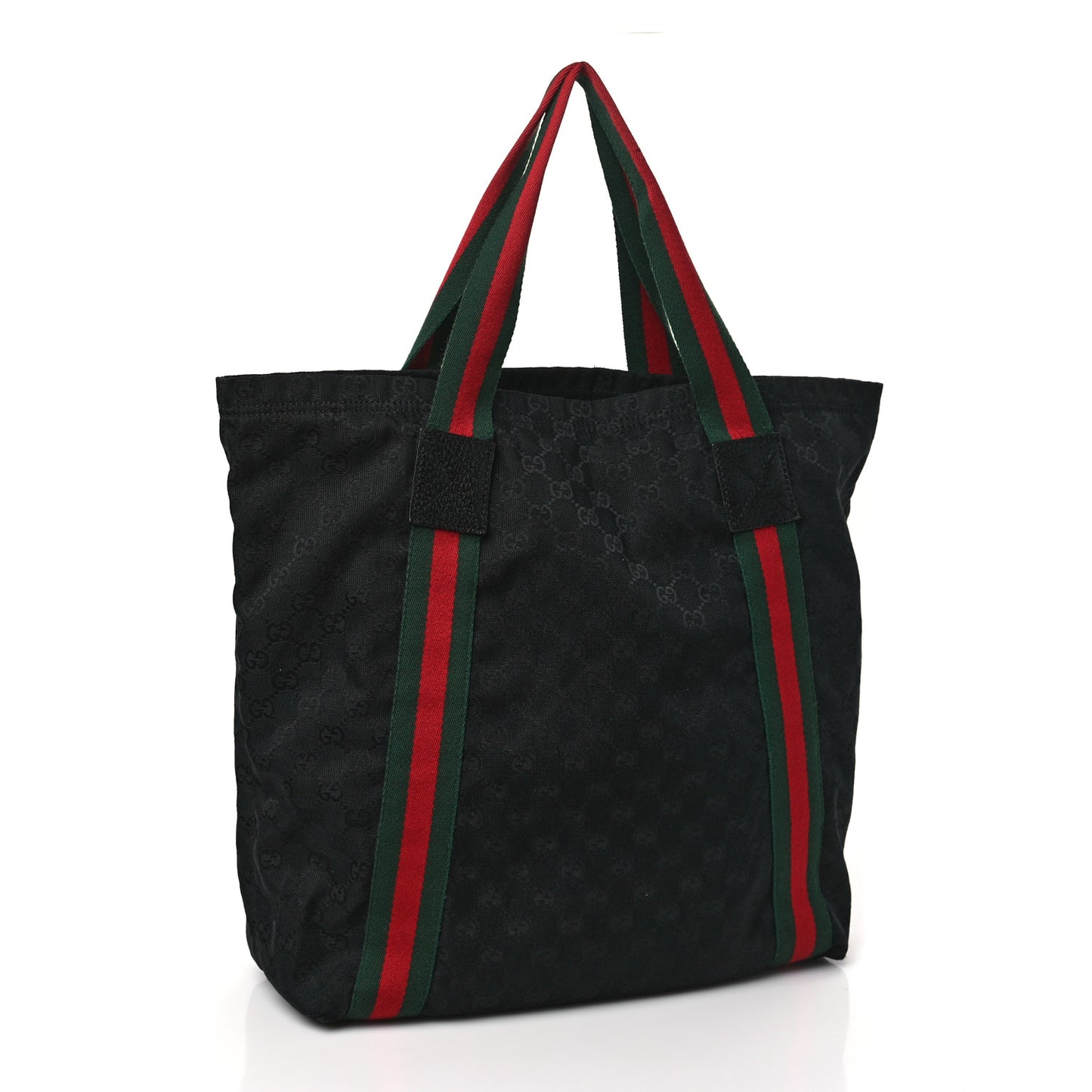 GG Monogram Medium Web Handle Vertical Tote Black