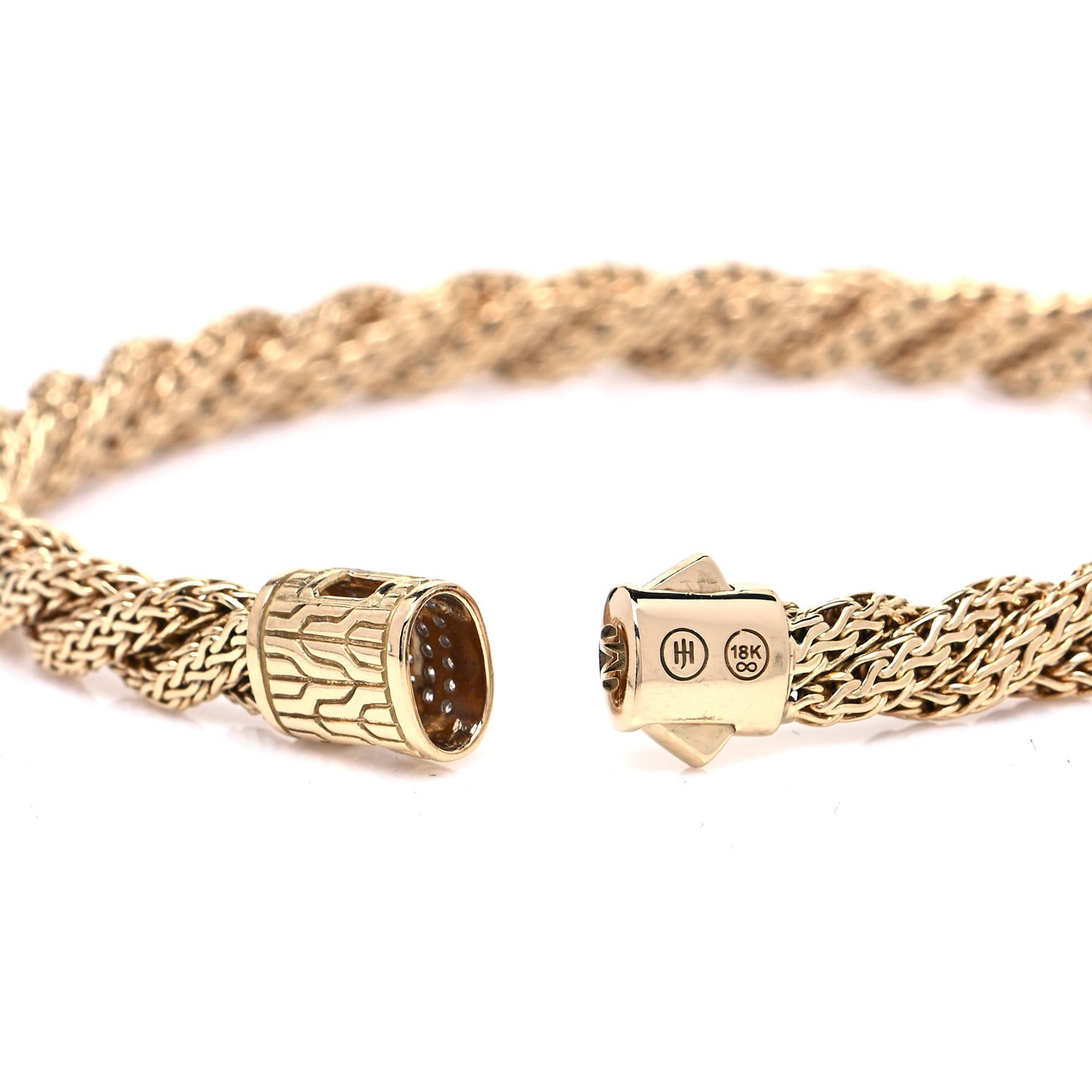 18K Yellow Gold Diamond 6mm Classic Twist Chain Bracelet