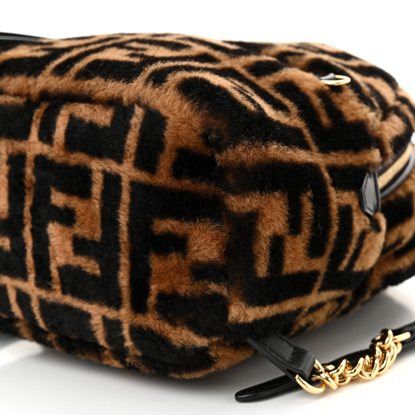 Shearling Macro FF 1974 Mini Backpack Tobacco Black