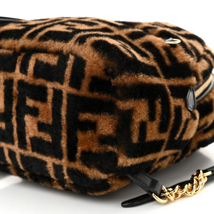 Fendi Shearling Macro FF 1974 Mini Backpack Tobacco Black 10 of 12