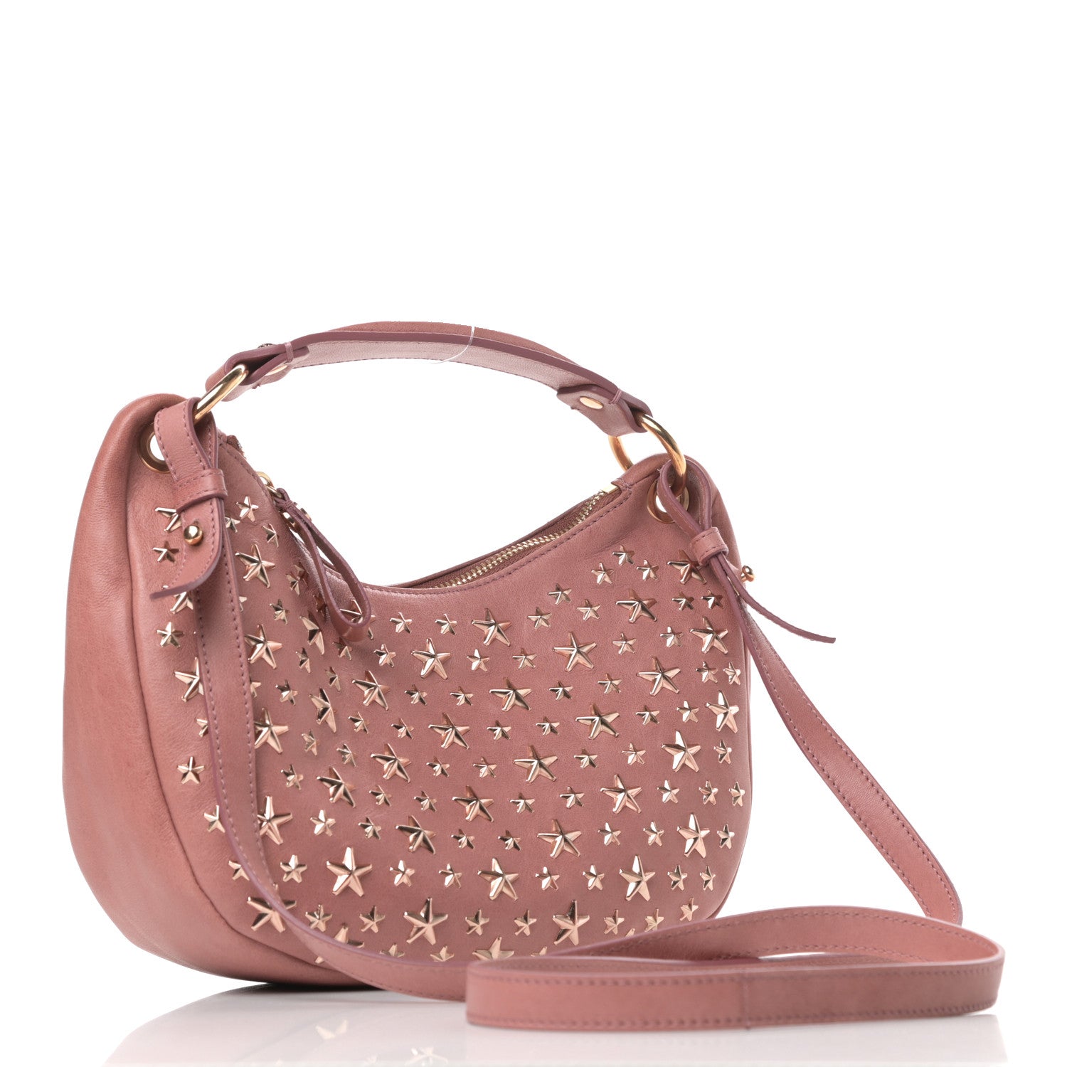Jimmy Choo Calfskin Star Studded Shoulder Bag Pink 3 of 9