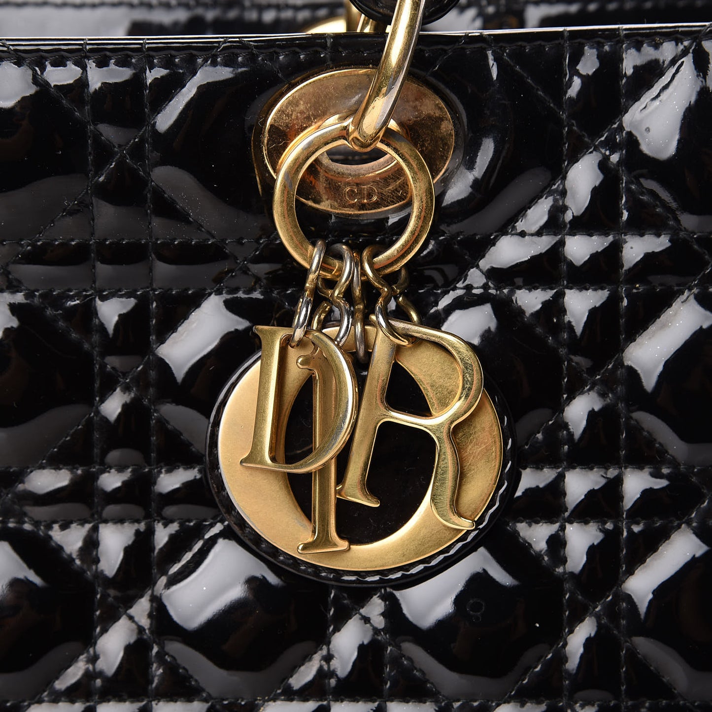 Patent Cannage Large Lady Dior Black