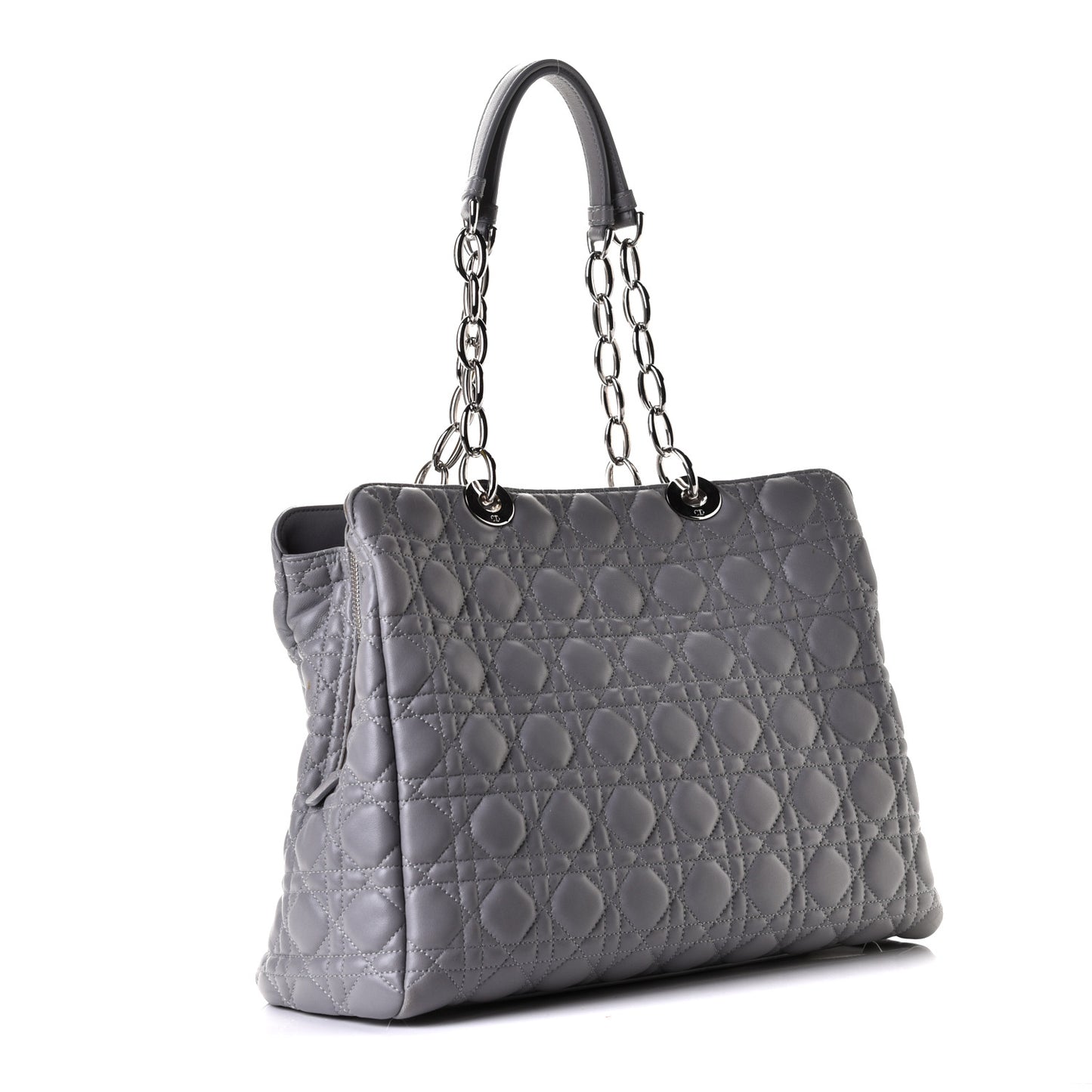 Lambskin Cannage Large Dior Soft Shopping Tote Grey